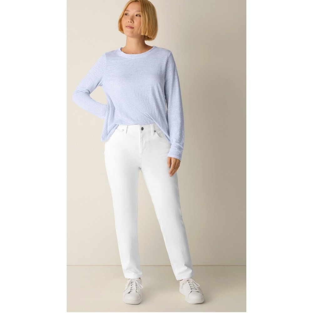 Eileen Fisher White Organic Cotton Slim Ankle Jeans Sz 14 High Rise